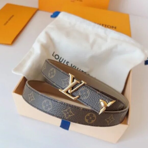 Louis Vuitton Women‘s Brown Belt with Gold Buckle Sz90